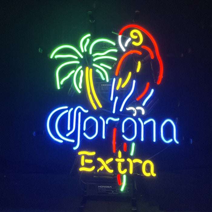 Palm Tree Parrot Corona Extra Neon Light Sign - 17"x14" - Club Rehab
