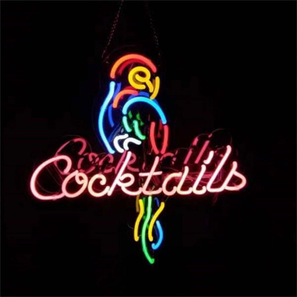 Parrot and Cocktails Font Neon Signs - Club Rehab