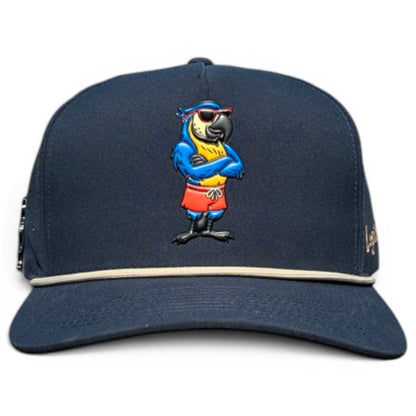 Parrot Patrol Golf Hat | Snapback Cap | Built - in Magnetic Ball Marker Holder + Marker Included | Adjustable Navy Parrot - Club Rehab