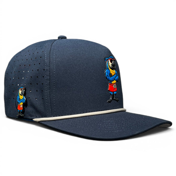 Parrot Patrol Golf Hat | Snapback Cap | Built - in Magnetic Ball Marker Holder + Marker Included | Adjustable Navy Parrot - Club Rehab