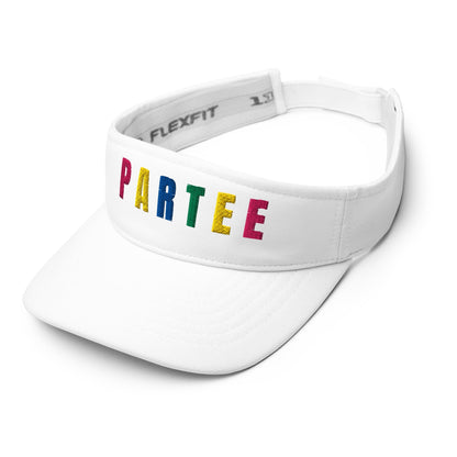 PARTEE Embroidered Golf Visor – Birdie Pop Collection - White - Club Rehab