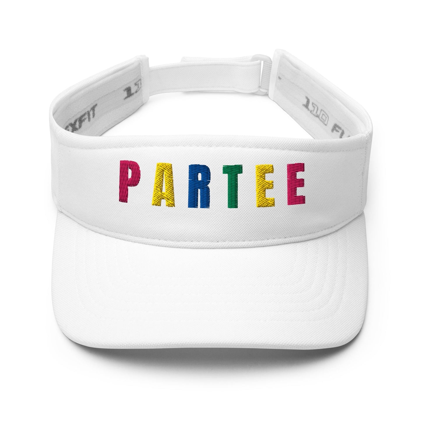 PARTEE Embroidered Golf Visor – Birdie Pop Collection - White - Club Rehab