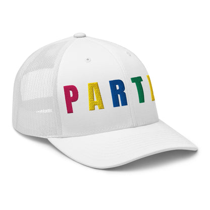 PARTEE Embroidered Trucker Hat - Birdie Pop Collection - White - Club Rehab