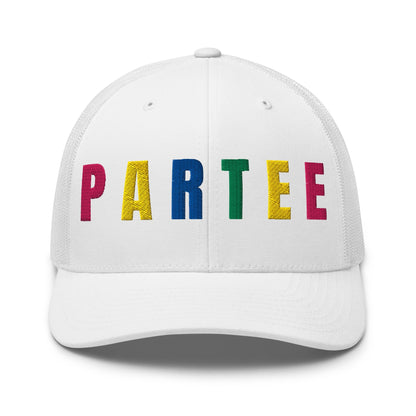 PARTEE Embroidered Trucker Hat - Birdie Pop Collection - White - Club Rehab