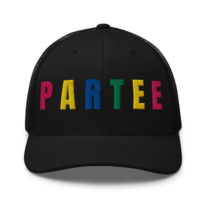 PARTEE Embroidered Trucker Hat - Birdie Pop Collection - Black - Club Rehab