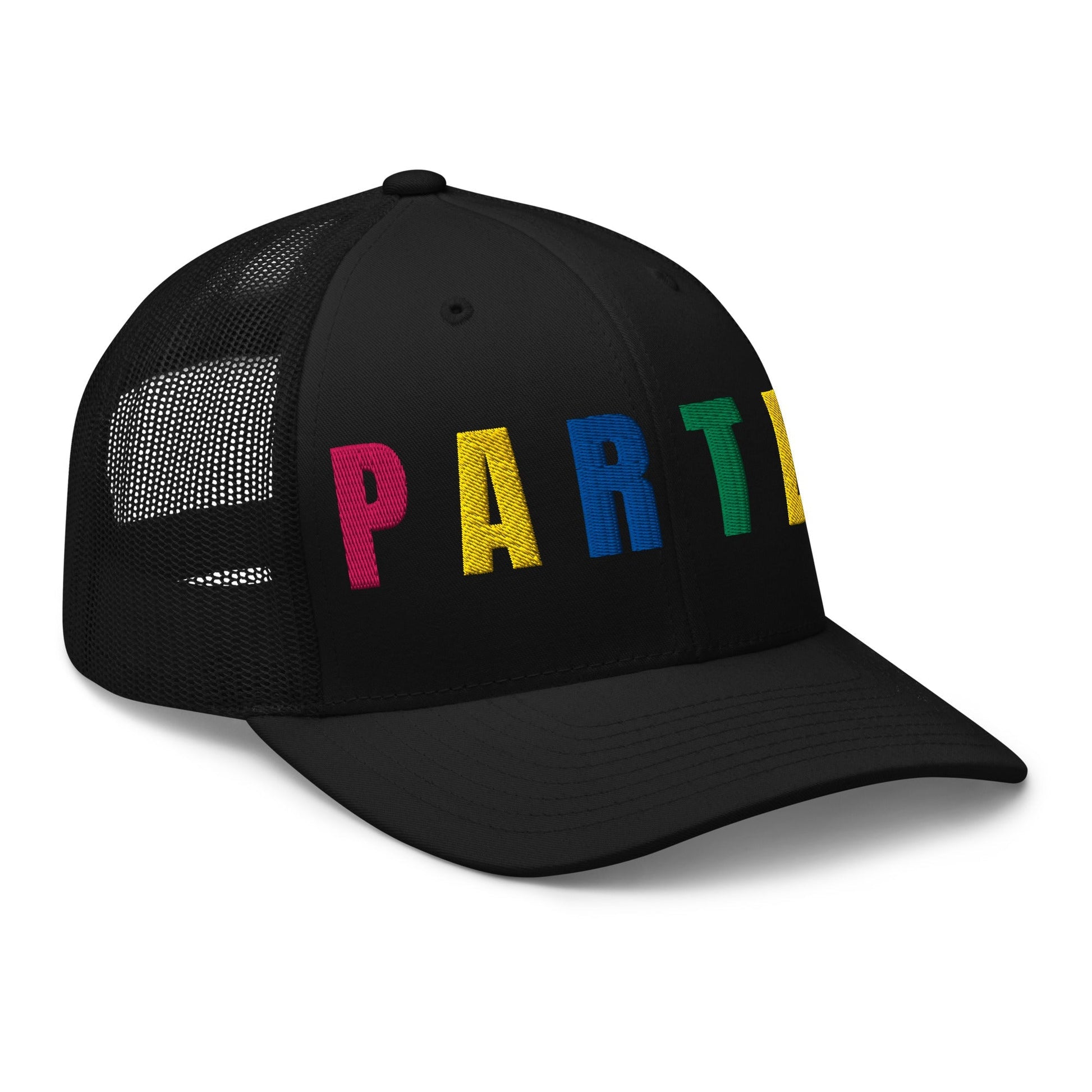 PARTEE Embroidered Trucker Hat - Birdie Pop Collection - Black - Club Rehab