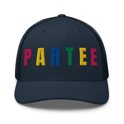 PARTEE Embroidered Trucker Hat - Birdie Pop Collection - Navy - Club Rehab