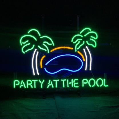 Party At The Pool Palm Tree Neon Signs - Club Rehab