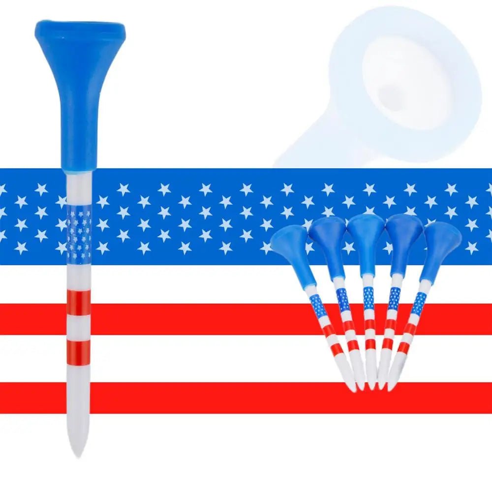 Patriotic Golf Tees – 50 - Pack | Stars & Stripes Design - Soft Rubber Caps - Club Rehab