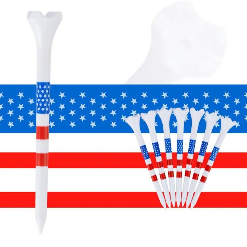 Patriotic Golf Tees – 50 - Pack | Stars & Stripes Design - Soft Rubber Caps - Club Rehab