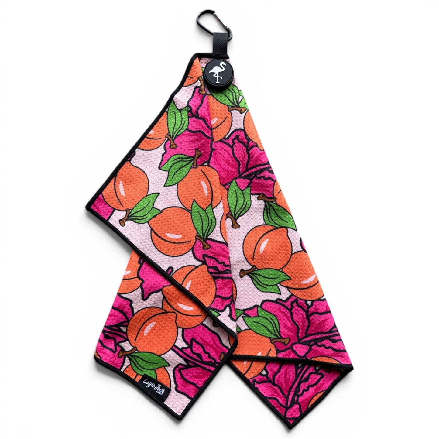 Peach Bellini Golf Towel | 24” x 16” Microfiber Towel | Magnetic Clip & Carabiner | Premium Golf Accessory - Club Rehab