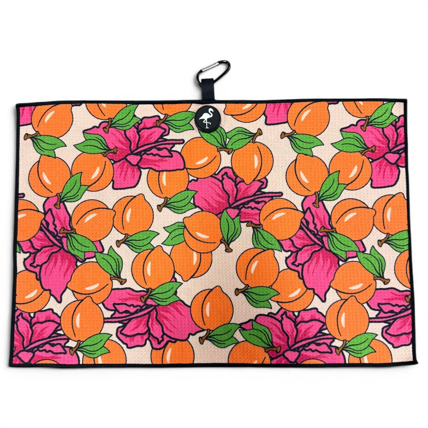 Peach Bellini Golf Towel | 24” x 16” Microfiber Towel | Magnetic Clip & Carabiner | Premium Golf Accessory - Club Rehab