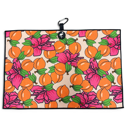 Peach Bellini Golf Towel | 24” x 16” Microfiber Towel | Magnetic Clip & Carabiner | Premium Golf Accessory - Club Rehab