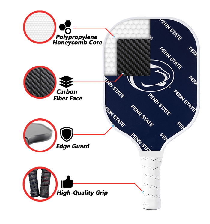 Penn State Nittany Lions Pickleball Paddle | Carbon Fiber Face | 12mm Core - Club Rehab