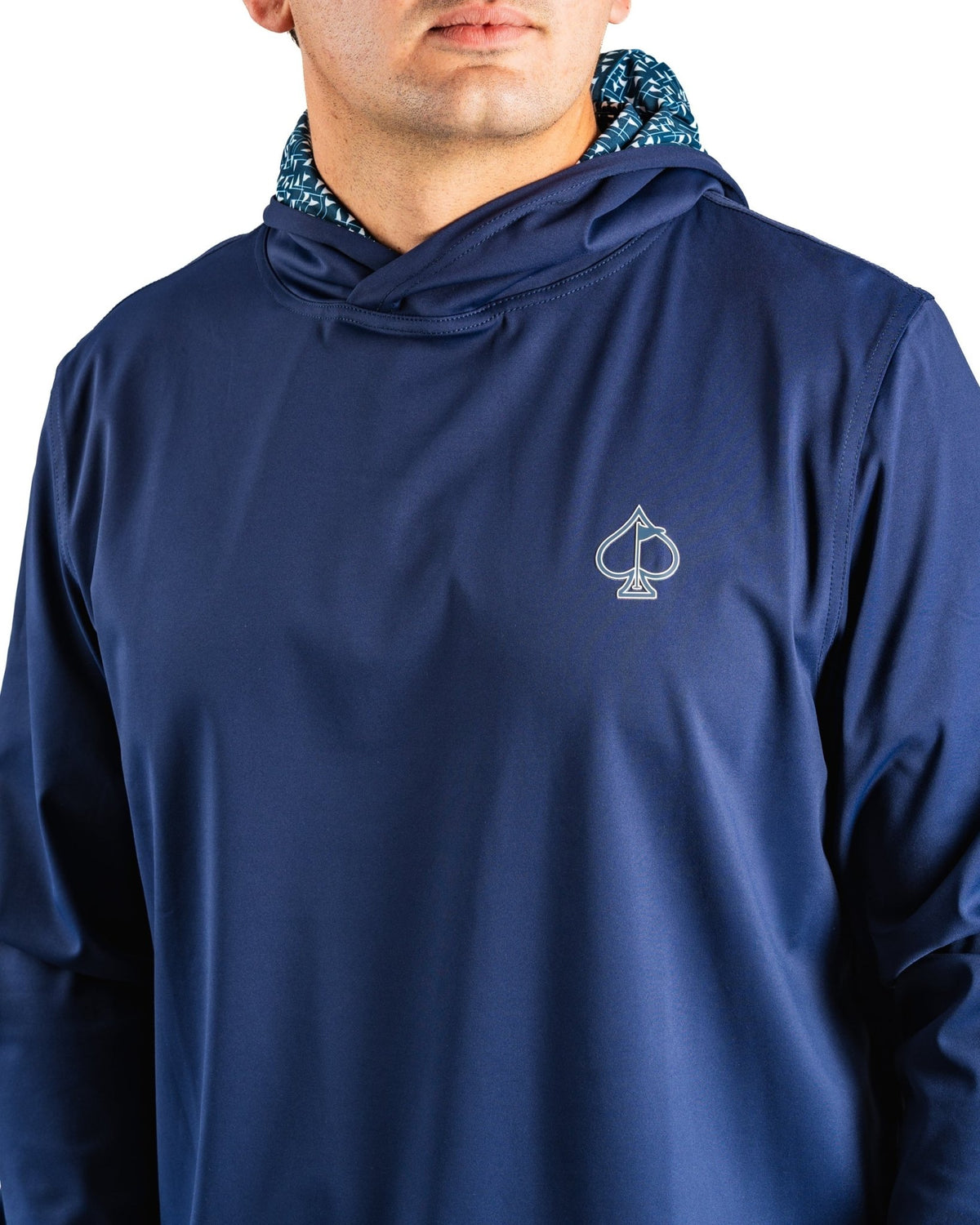 Performance Golf Hoodie - Flag Stick Navy and White - S - Club Rehab