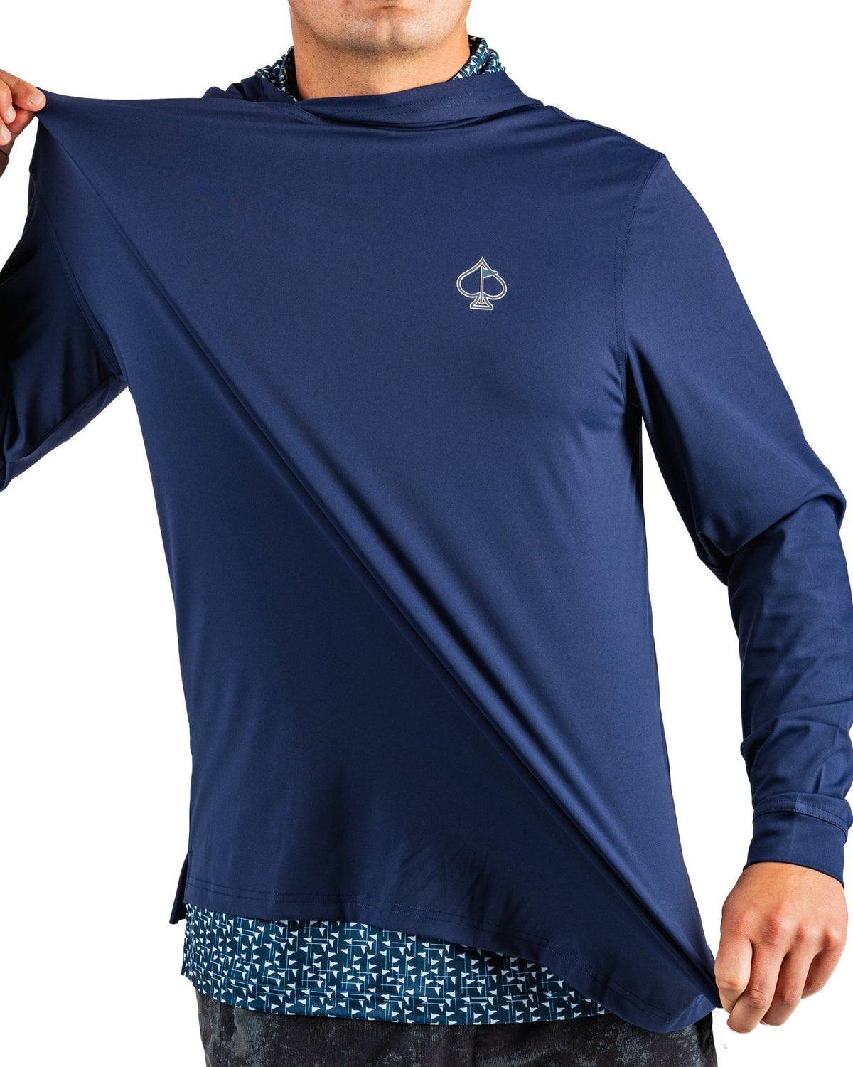 Performance Golf Hoodie - Flag Stick Navy and White - S - Club Rehab
