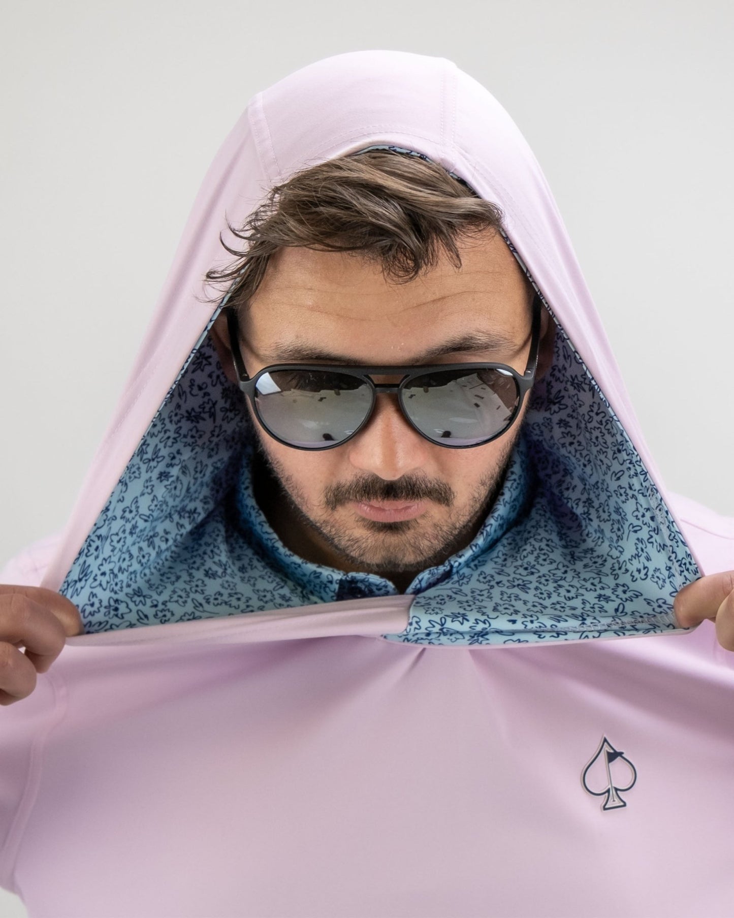 Performance Golf Hoodie - Flower Doodle Blue - S - Club Rehab