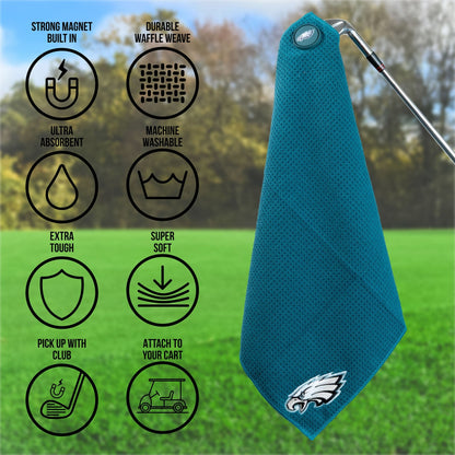 Philadelphia Eagles NFL Magnetic Embroidered Golf Towel – 15" x 15" - Club Rehab