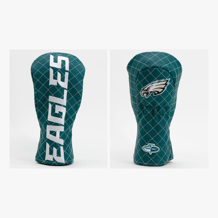 Philadelphia Eagles Solid Quilted Fairway Headcover, front and back views