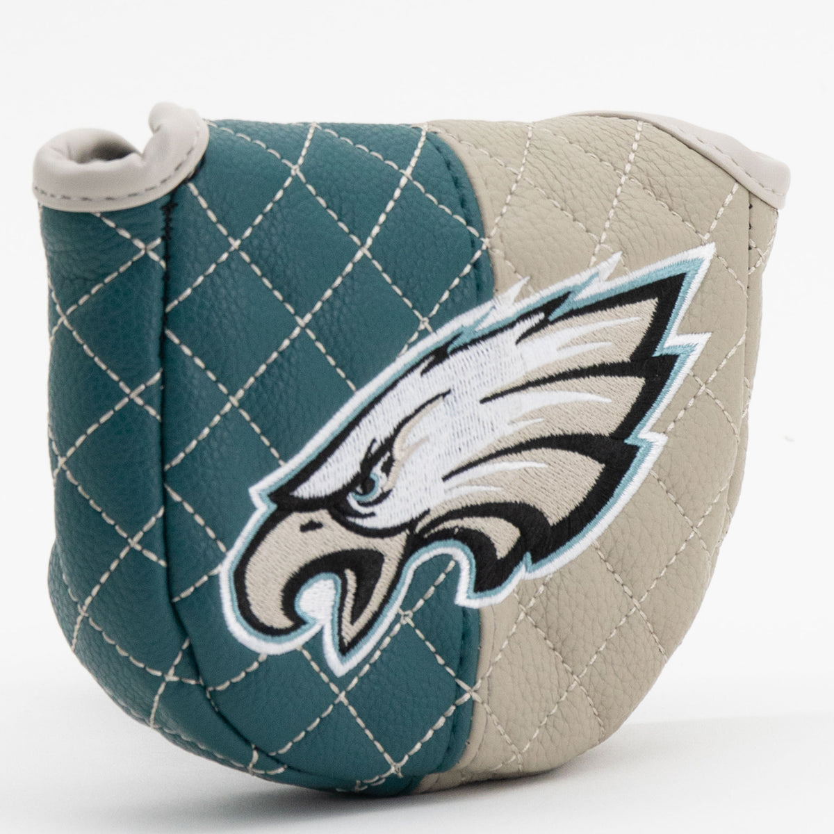 Philadelphia Eagles Split Mallet Putter quilted headcover, angled view