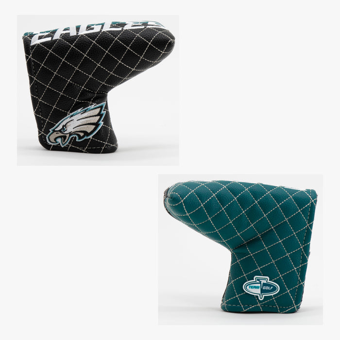 Philadelphia Eagles Split Quilted Blade Putter Cover, front and back views