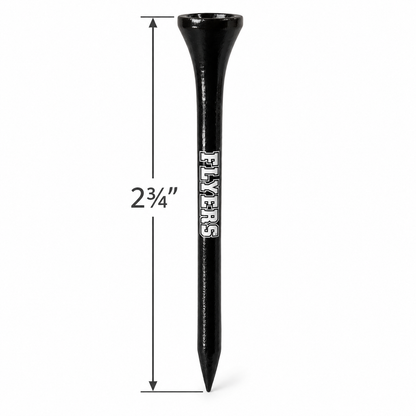 Black Philadelphia Flyers golf tee with a 2¾-inch height measurement.
