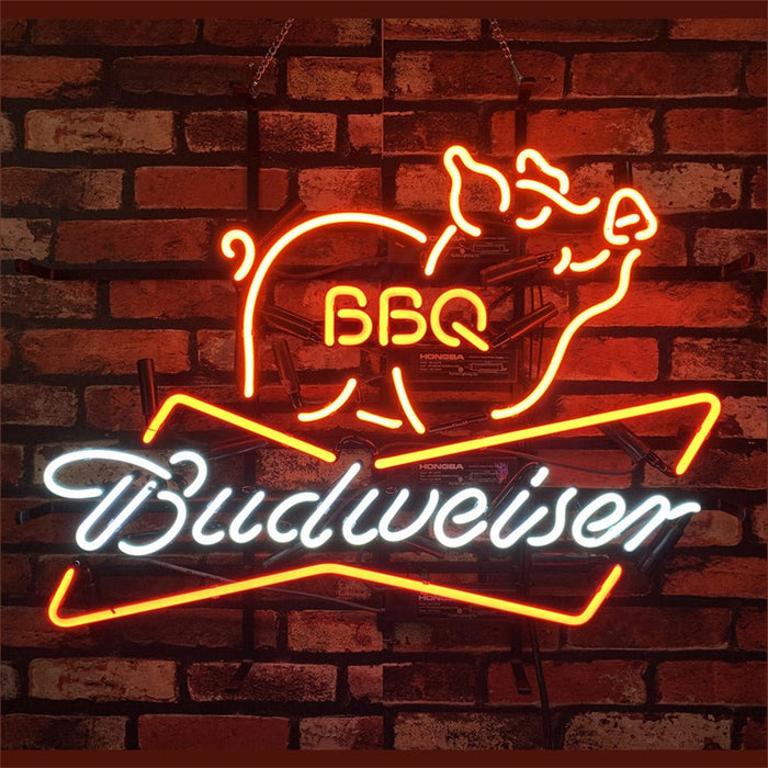 Pig BBQ Budweiser Beer Neon Sign Light - Club Rehab
