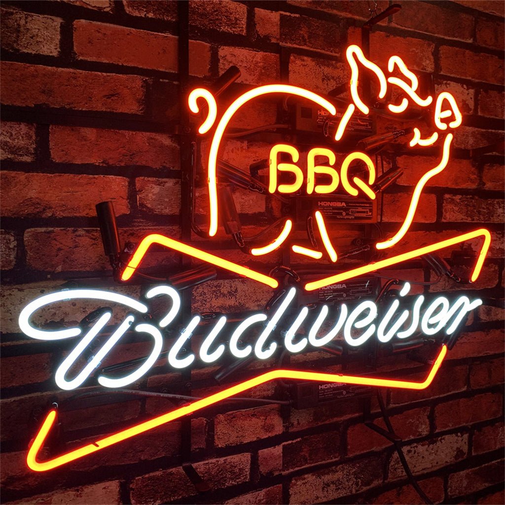 Pig BBQ Budweiser Beer Neon Sign Light - Club Rehab