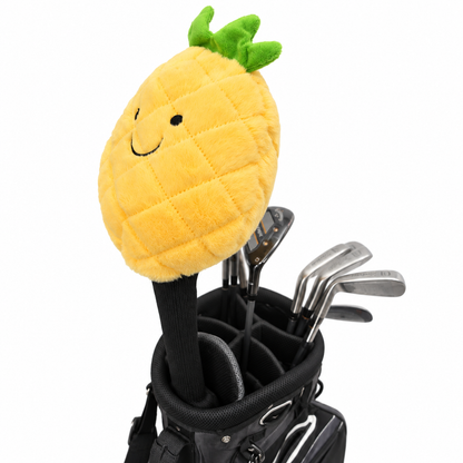 Side view of pineapple driver headcover in golf bag