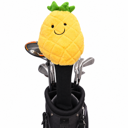 Pineapple Express plush headcover installed on driver in golf bag