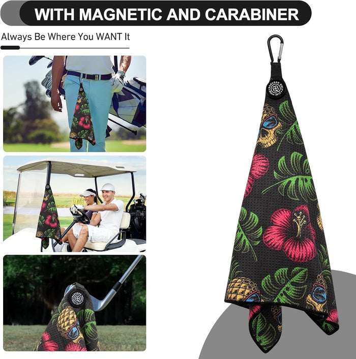 Pineapple Skull Party Magnetic Golf Towel (15" x 24") - Club Rehab