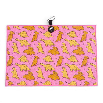 Pink Dino Nugget Golf Towel | Premium Double - Sided Microfiber | Heavy - Duty Magnetic Towel with Carabiner Clip | 24 x 16 in - Club Rehab