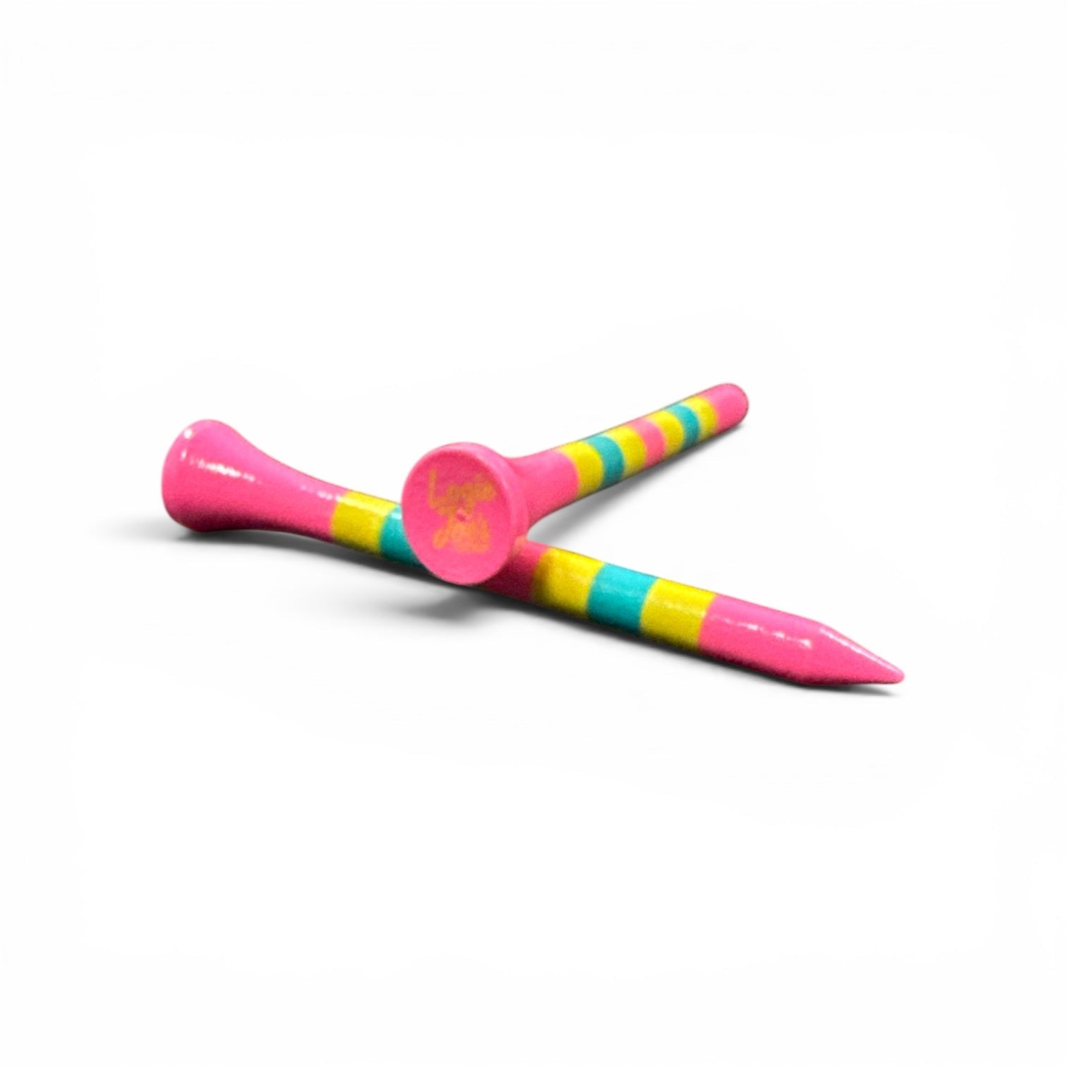 Pink Green Blue Stripe Premium Wooden Golf Tees | 2 3/4” Standard Size | 45 Pack Set | Durable Painted Wood Tees | Unique Designs - Club Rehab