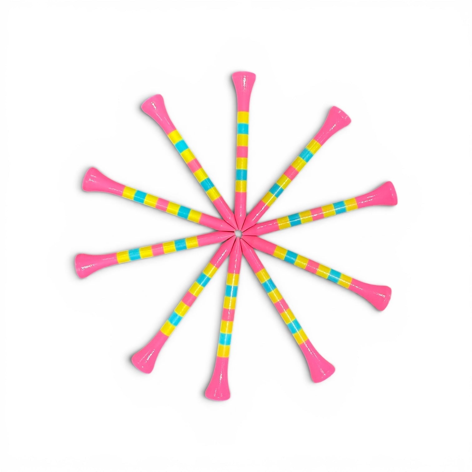 Pink Green Blue Stripe Premium Wooden Golf Tees | 2 3/4” Standard Size | 45 Pack Set | Durable Painted Wood Tees | Unique Designs - Club Rehab