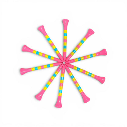Pink Green Blue Stripe Premium Wooden Golf Tees | 2 3/4” Standard Size | 45 Pack Set | Durable Painted Wood Tees | Unique Designs - Club Rehab