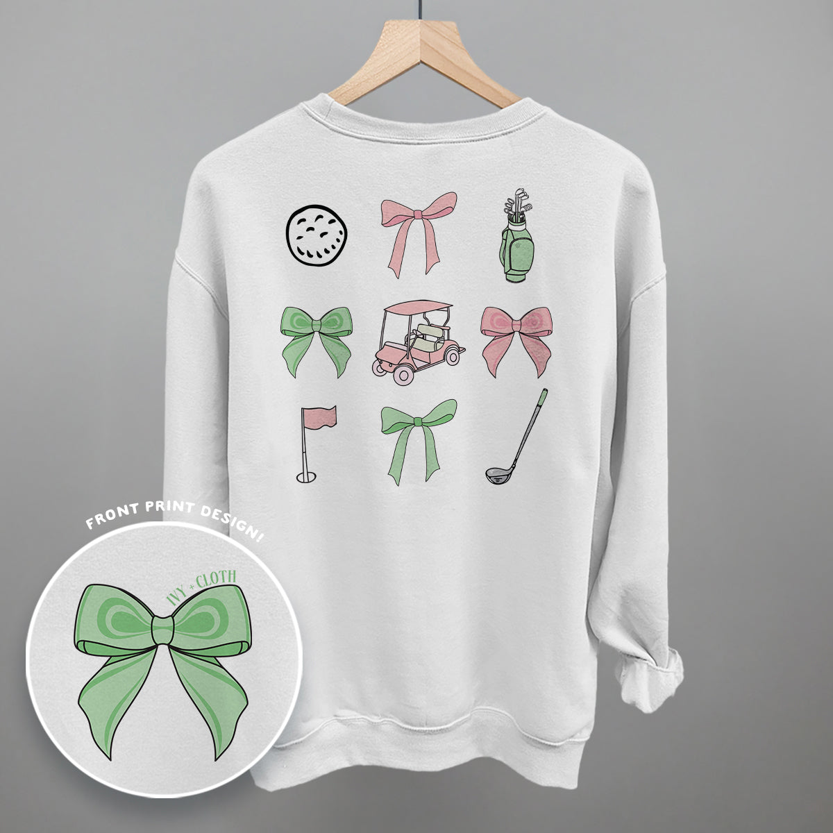 Pink & Green Golf Doodles (Back Print), White version, alternate product view 5