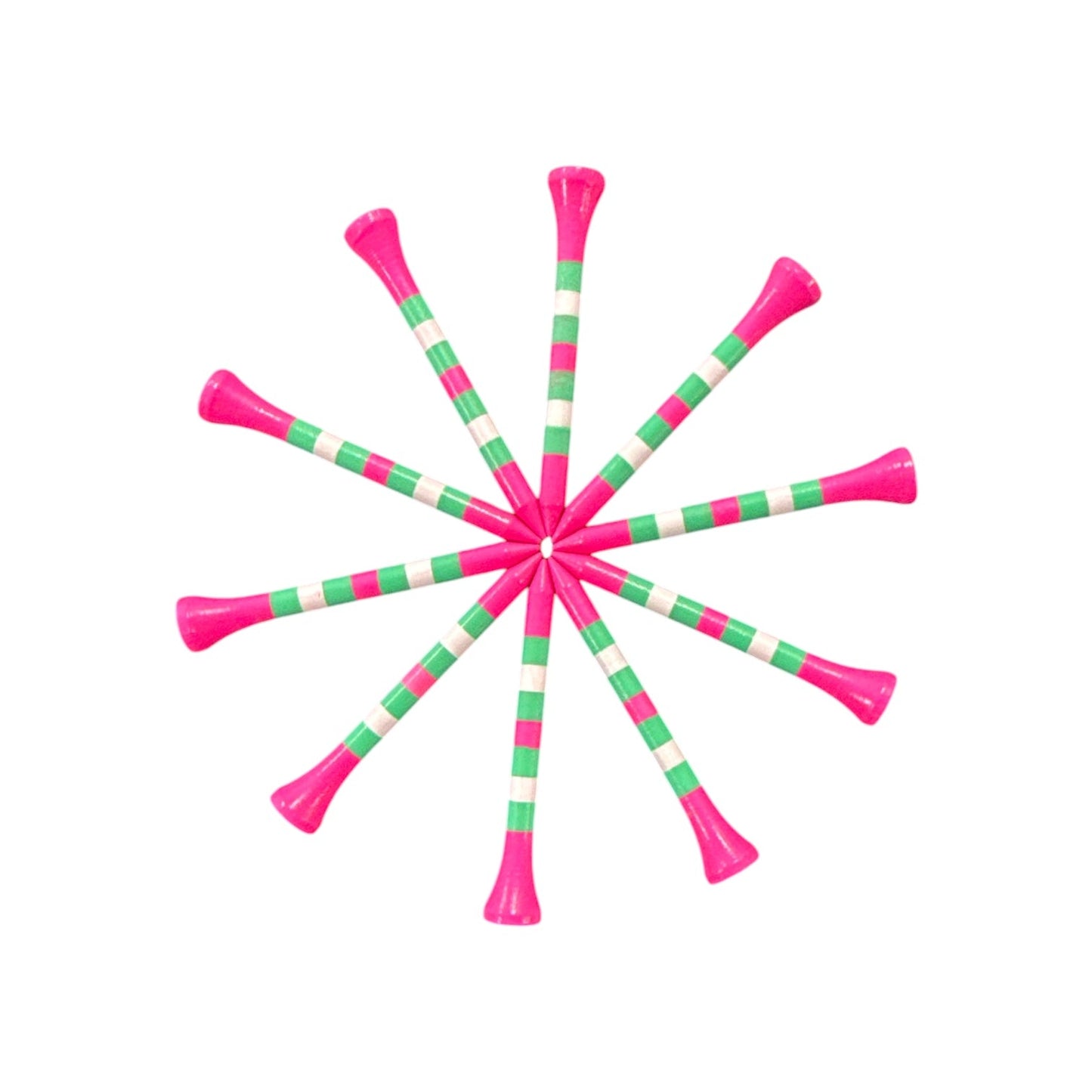 Pink Green Stripe Premium Wooden Golf Tees | 2 3/4” Standard Size | 45 Pack Set | Durable Painted Wood Tees | Unique Designs - Club Rehab
