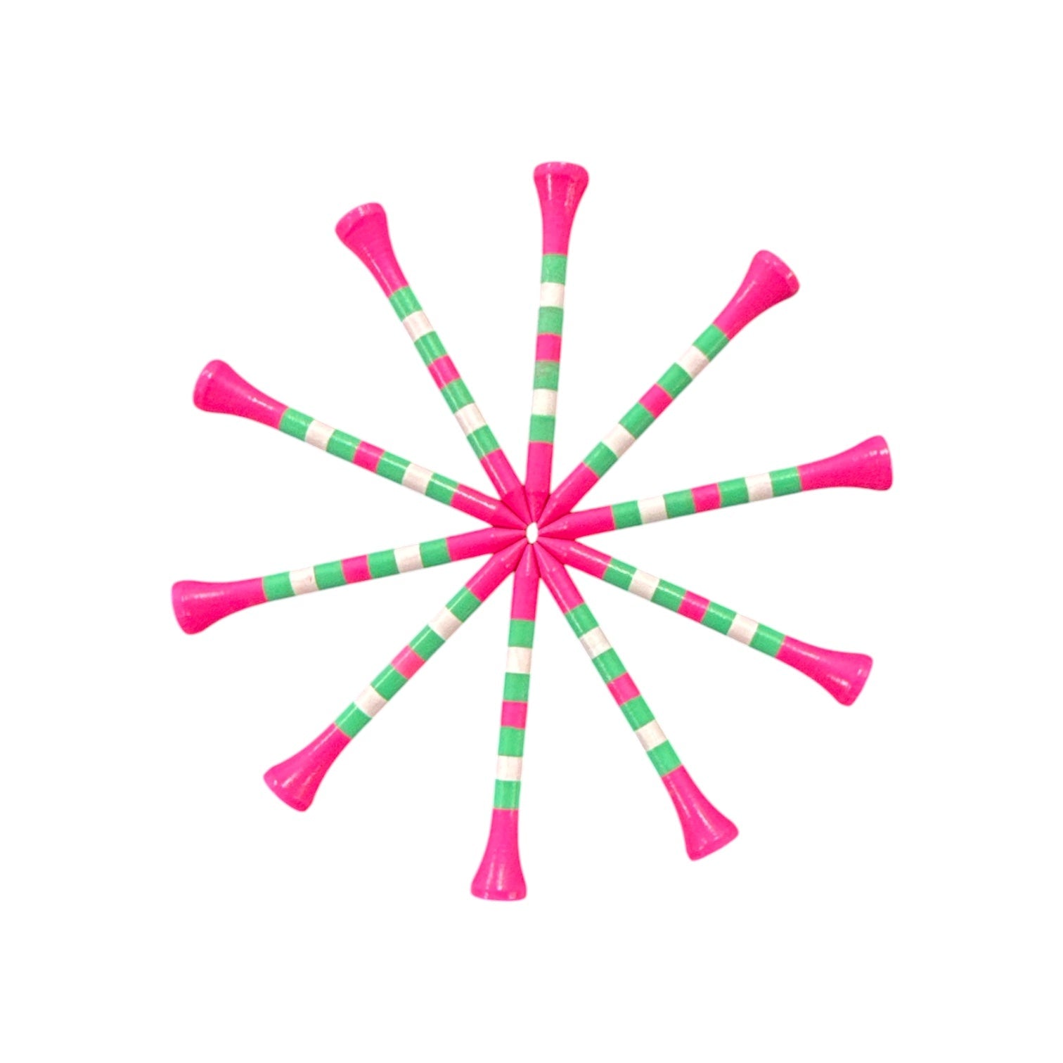 Pink Green Stripe Premium Wooden Golf Tees | 2 3/4” Standard Size | 45 Pack Set | Durable Painted Wood Tees | Unique Designs - Club Rehab