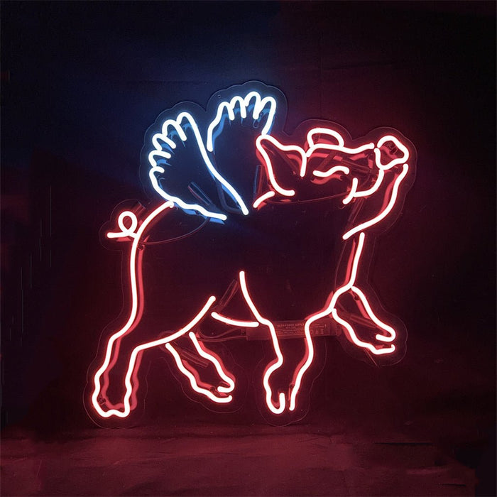 Pink Pig with Wings Neon Signs - Club Rehab