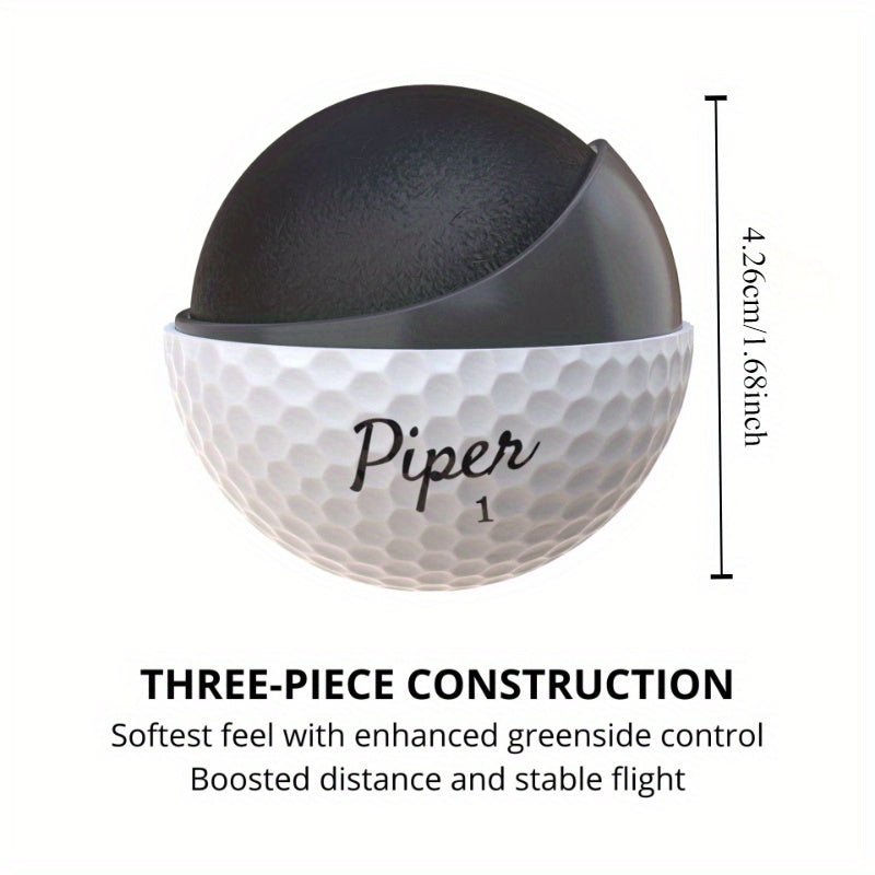 Piper Black Premium 3-Layer Golf Ball 12 Pack (Style: Black Color: White)