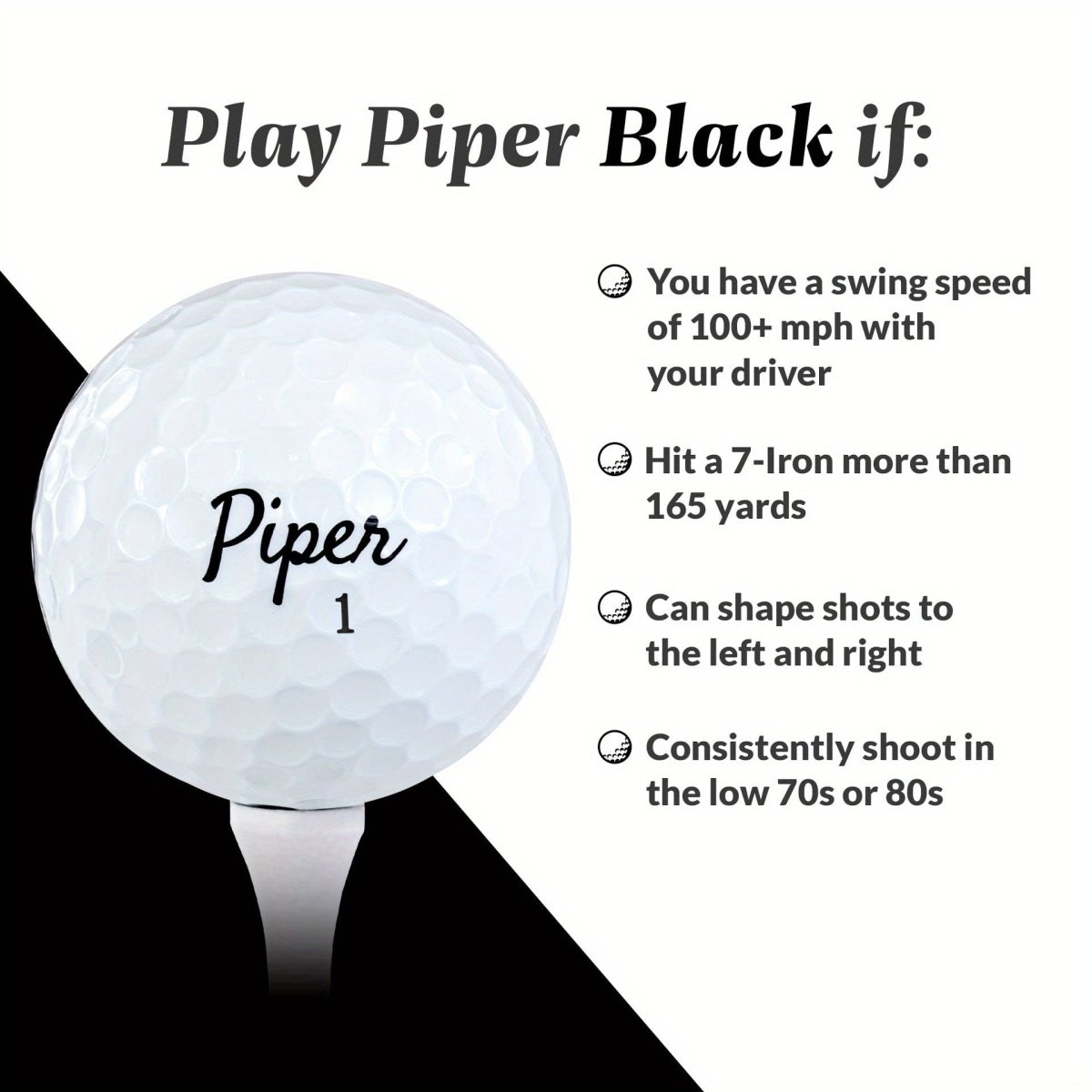 Piper Black Premium 3 - Layer Golf Ball 12 Pack (Style: Black Color: White) - Club Rehab - Golf BallPiper Black Premium 3 - Layer Golf Ball 12 Pack (Style: Black Color: White)