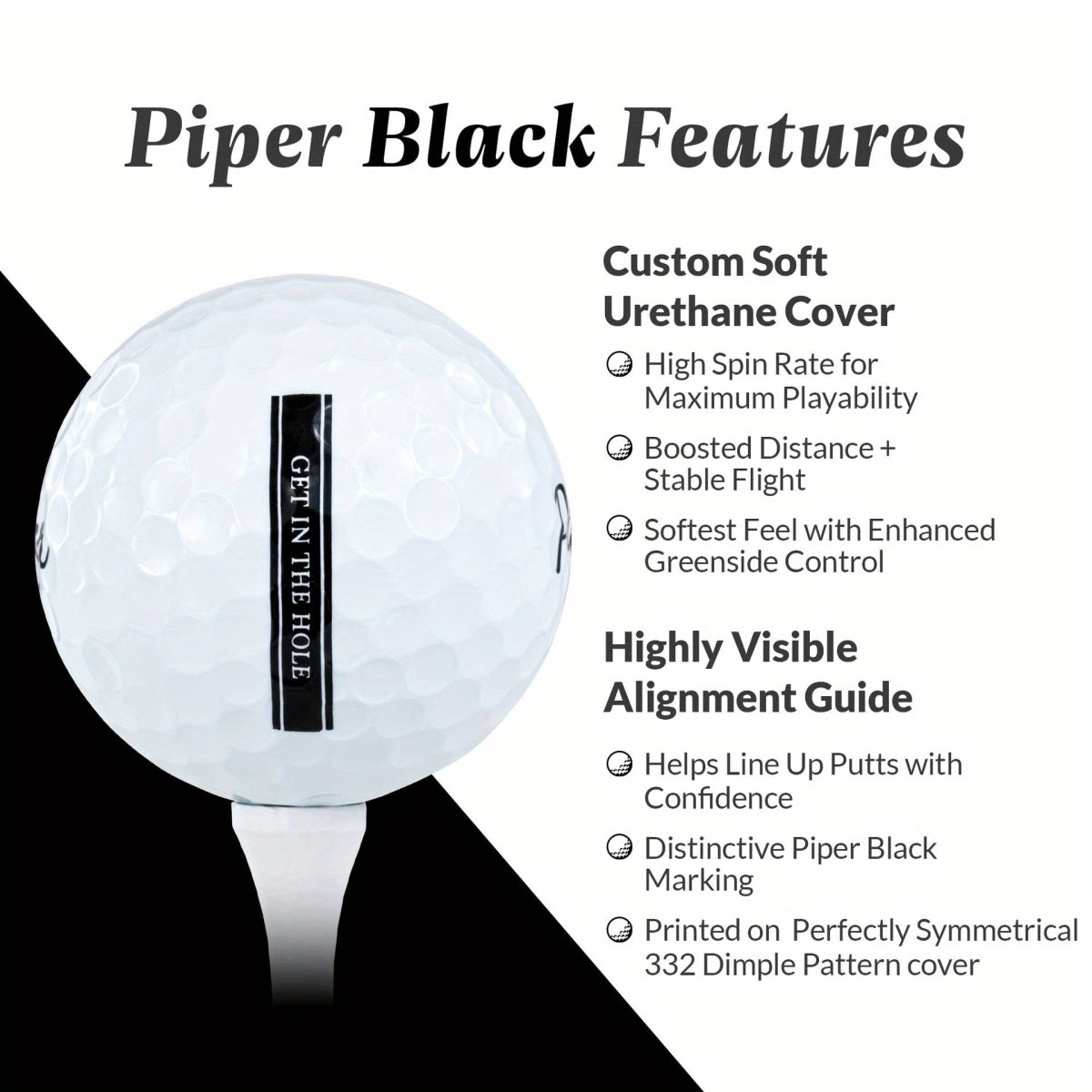 Piper Black Premium 3 - Layer Golf Ball 12 Pack (Style: Black Color: White) - Club Rehab - Golf BallPiper Black Premium 3 - Layer Golf Ball 12 Pack (Style: Black Color: White)