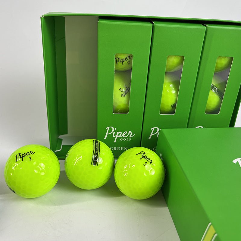 Piper Golf Distance Golfbälle – 12er-Pack (Stil: Grün, Farbe: Leuchtgelb)