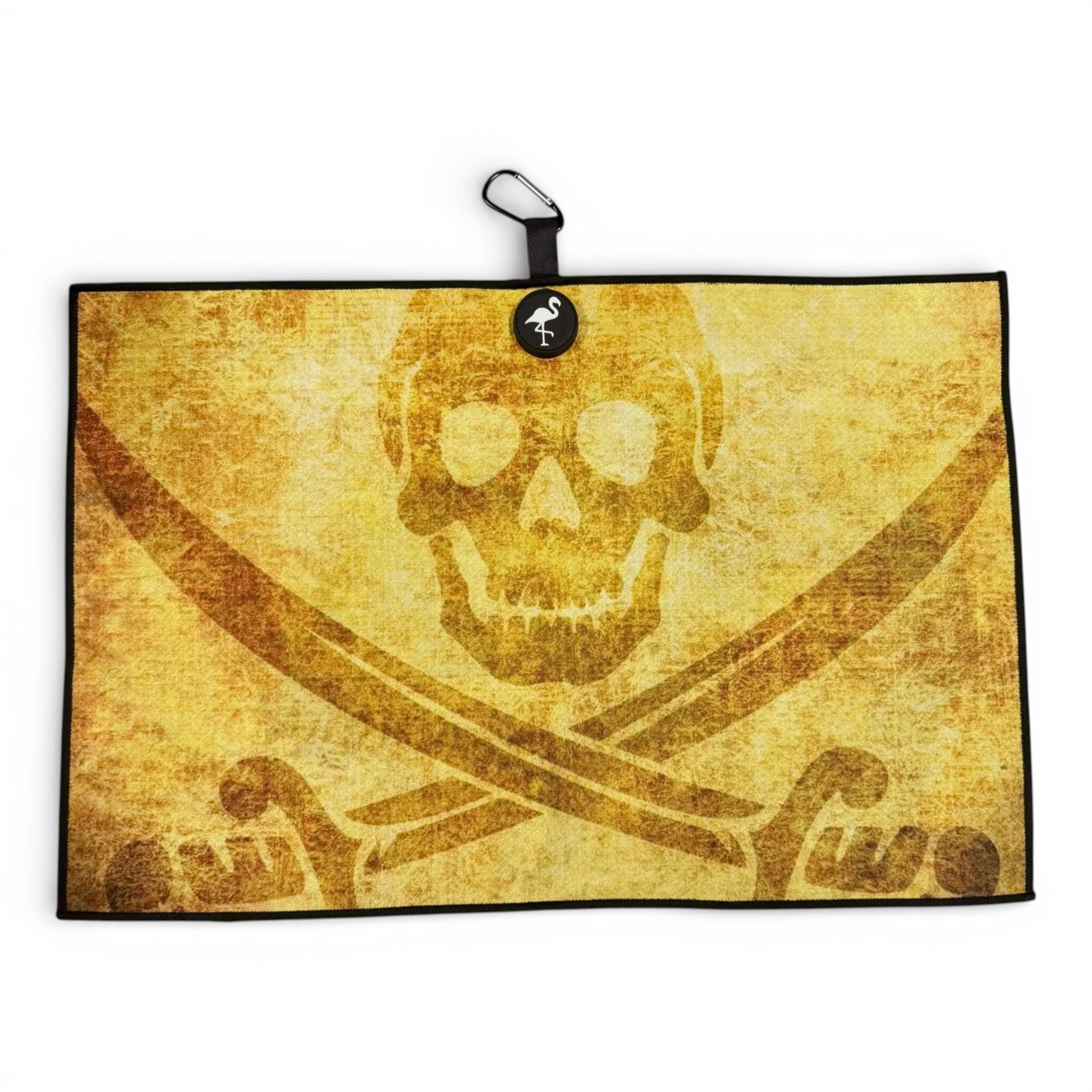 Pirate Skull Golf Towel | Premium Double - Sided Microfiber | Heavy - Duty Magnetic Towel with Carabiner Clip | 24 x 16 in - Club Rehab