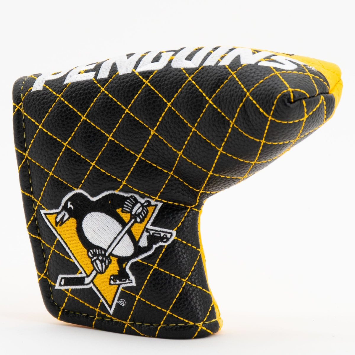 Pittsburgh Penguins split blade putter quilted golf headcover alternate view
