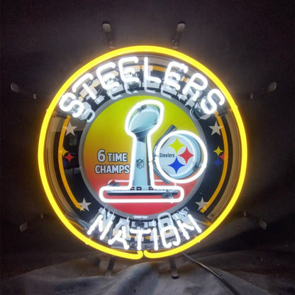 Pittsburgh Steelers Nation 6 Times Champion Neon Signs - Club Rehab
