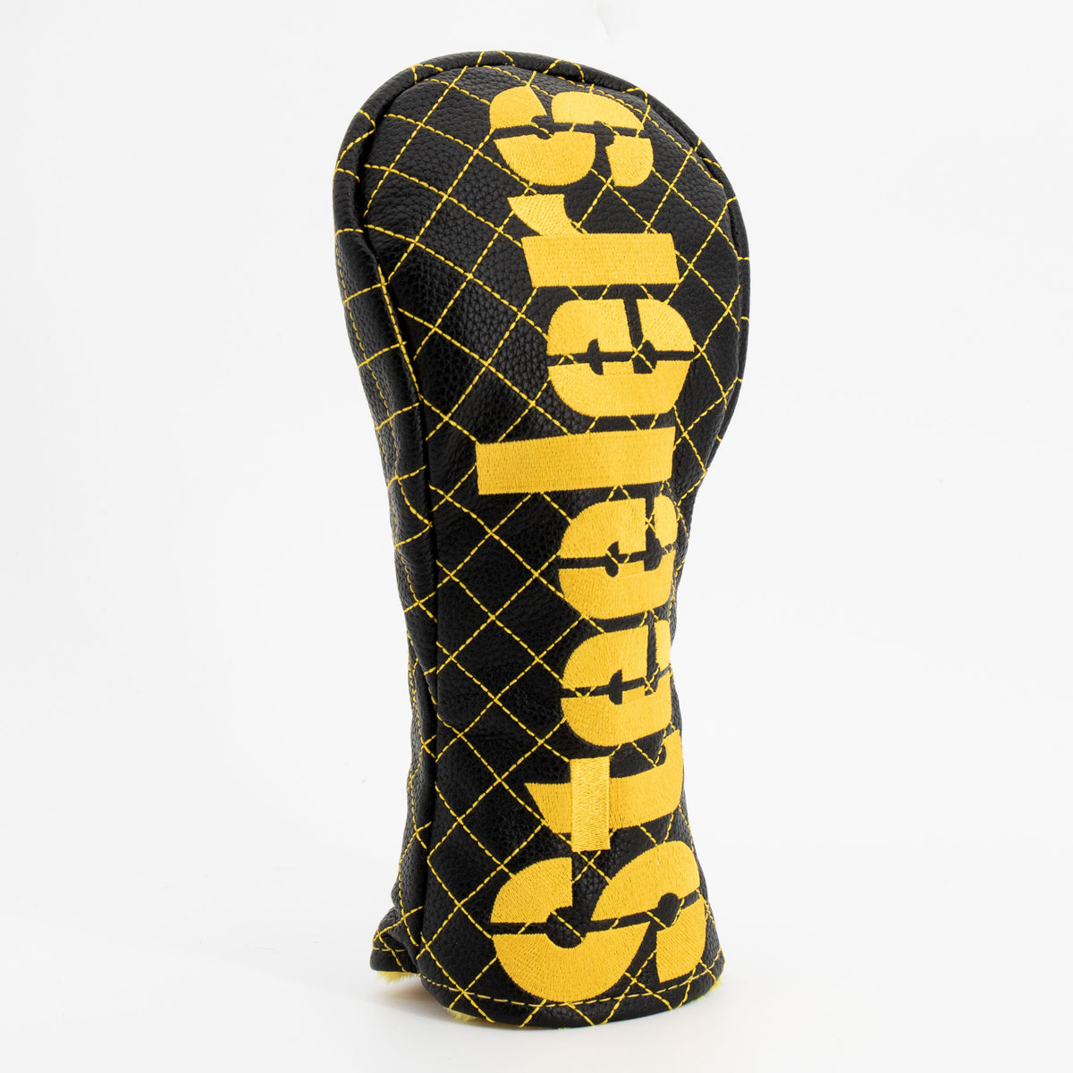 Pittsburgh Steelers Solid Quilted Fairway Headcover, close-up of the diamond stitching and textured exterior