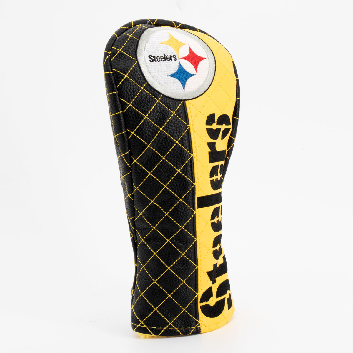 Pittsburgh Steelers Split Fairway quilted headcover, angled view