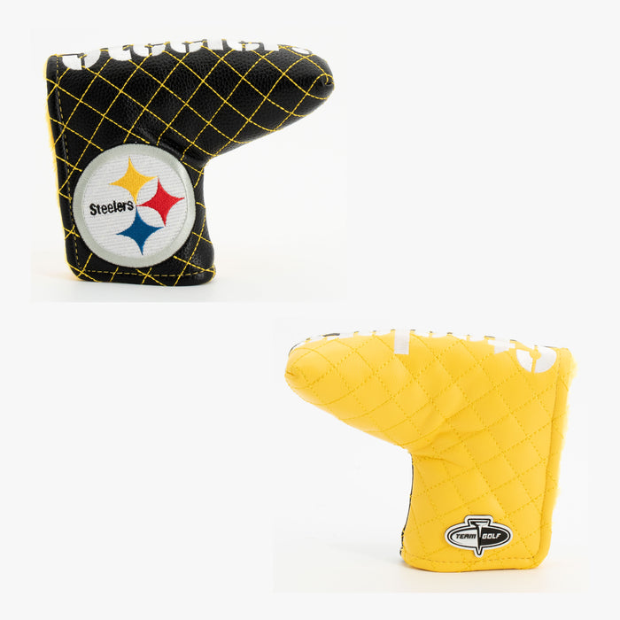 Pittsburgh Steelers Split Quilted Blade Putter Cover, front and back views