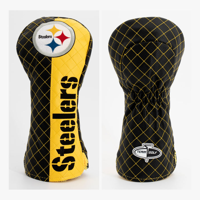 Pittsburgh Steelers Split Quilted Driver Headcover, front and back views